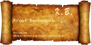 Kropf Bernadett névjegykártya